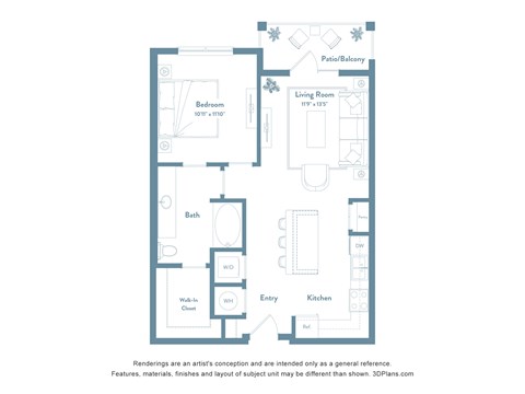 One bedroom floorplan